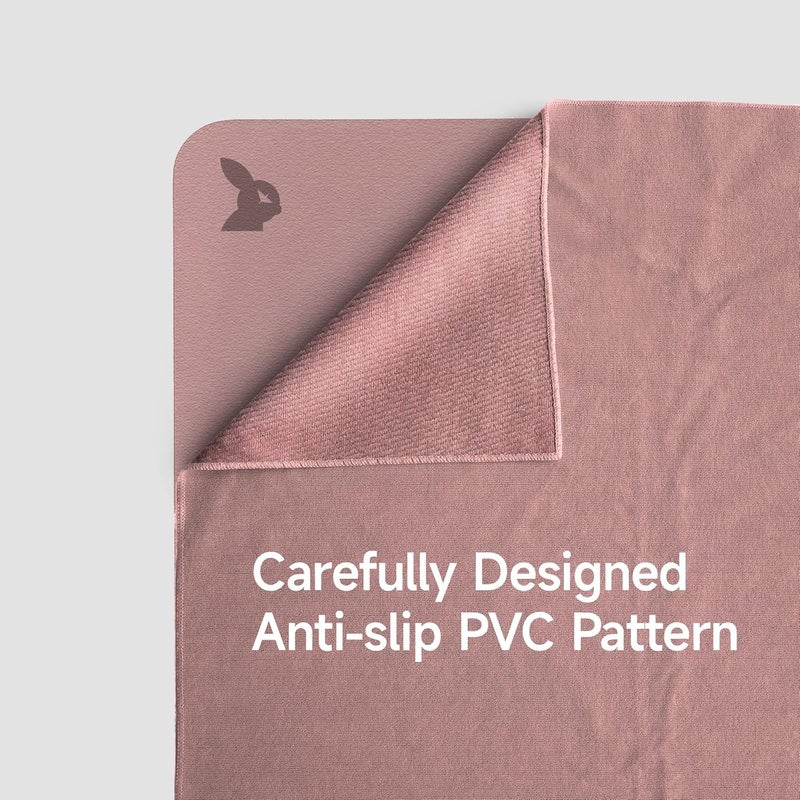 RollingBunny Yoga Mat Towel - Non-Slip Microfiber for Hot Yoga & Pilates | Super Absorbent, Lightweight & Machine Washable 72"x25" (2 Pack Pink) - Image 3